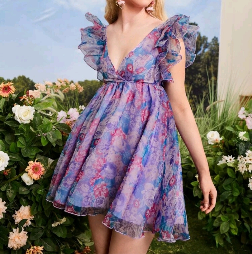 Floral Organza Dress, Fairy Dress-NWOT